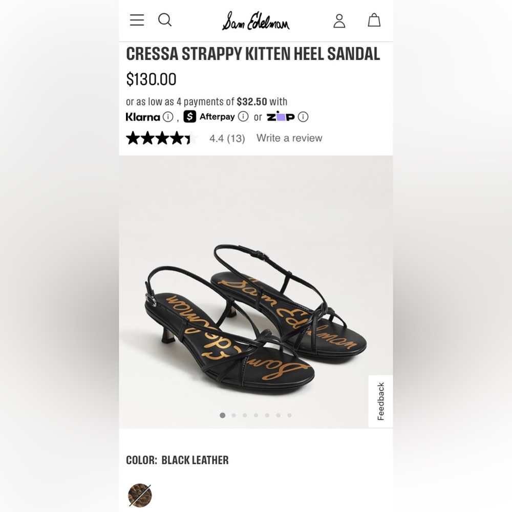 Sam Edelman Black Strappy Kitten Heel Sandals